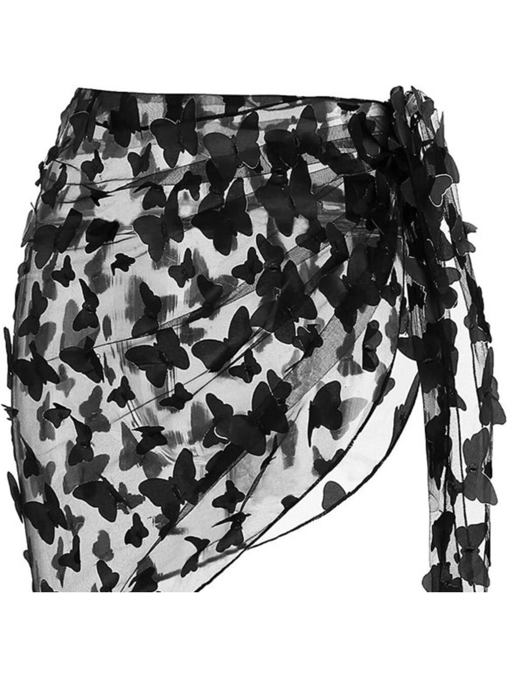 Ekouaer Women's‎ Black Small Big Butterfly Short Sarongs Beach Wrap Sheer Wraps